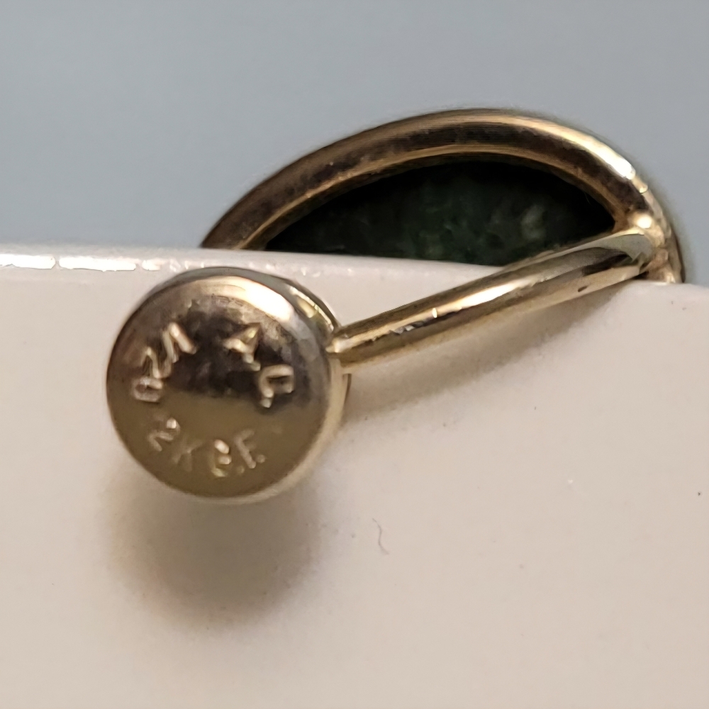 2pr Vintage Clips Jade, Tiger Eye - Picture 5 of 6
